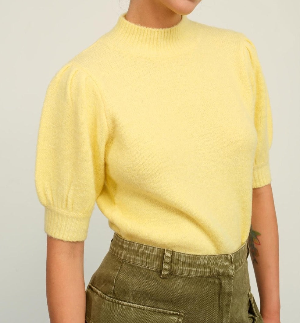 Mock Neck Puff Sleeve Sweater