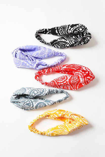 Bright Paisley Print Boho Headwrap