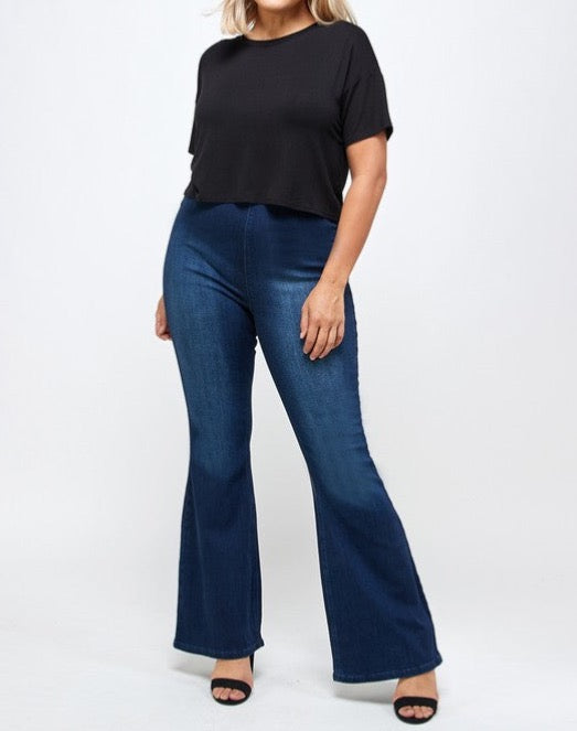 Beautifully Sized Mid-Rise Banded Flare Jeans