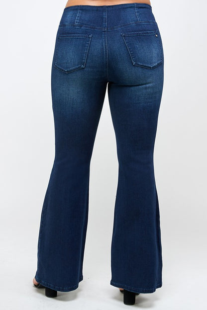 Beautifully Sized Mid-Rise Banded Flare Jeans