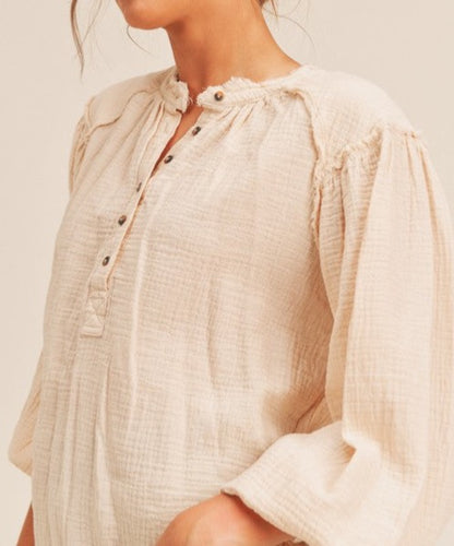 Distressed Button Down Top