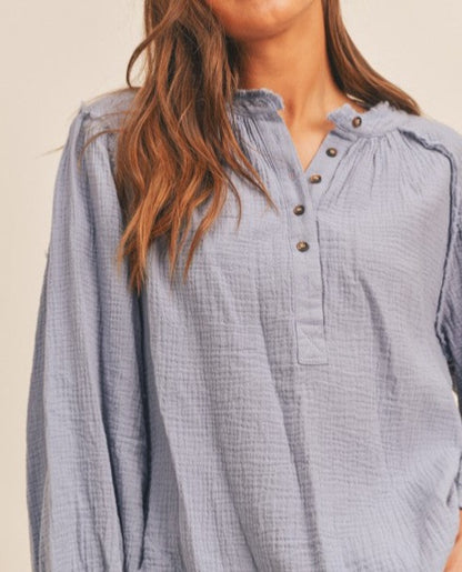 Distressed Button Down Top