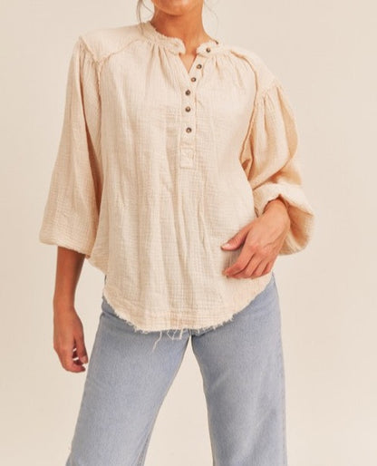 Distressed Button Down Top