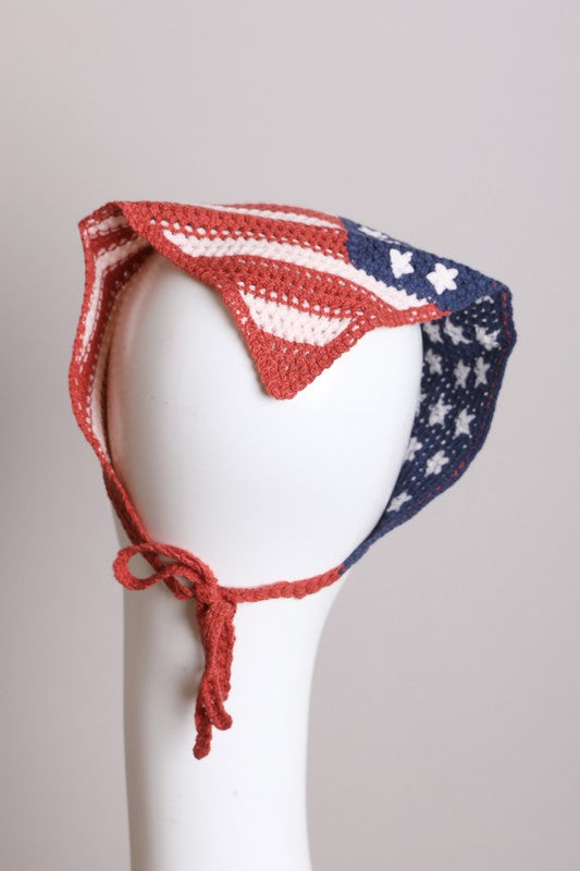 Crochet American Flag Hair Bandana