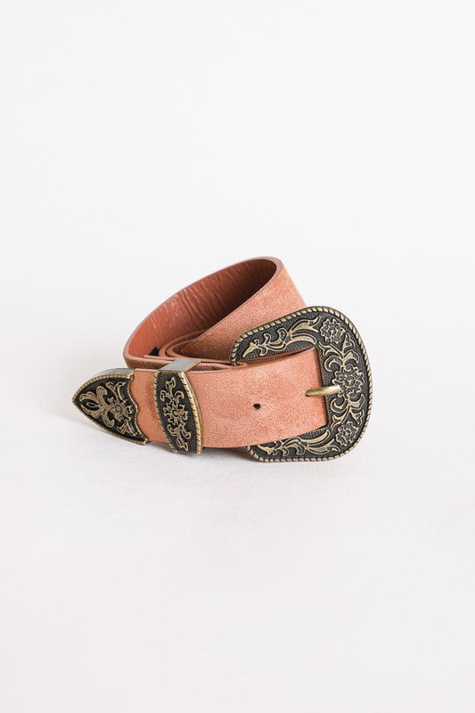 Suede Western Buckle Belt