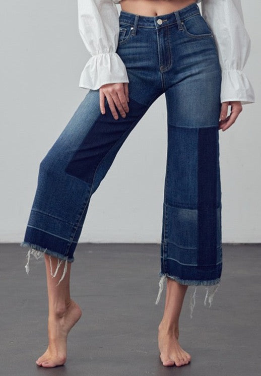 Mid Rise Crop Flare Jeans