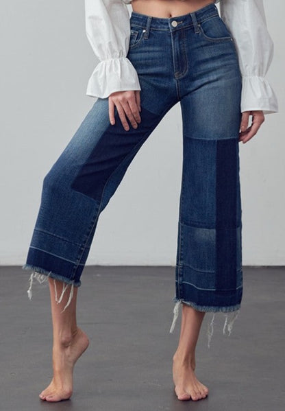 Mid Rise Crop Flare Jeans