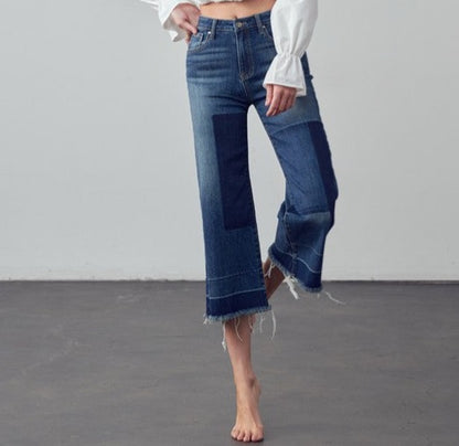 Mid Rise Crop Flare Jeans