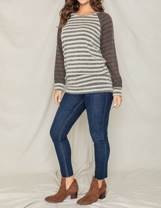 Beautifully Sized Two Tone Terry Stripe Tunic