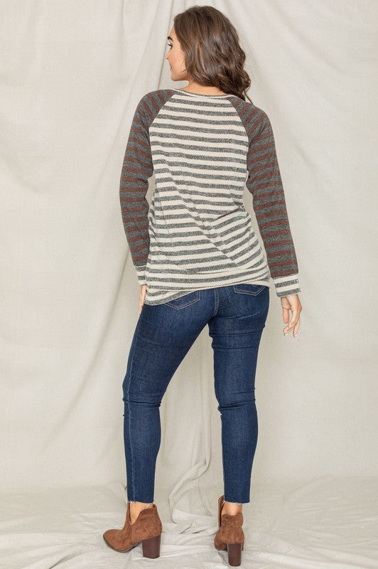 Beautifully Sized Two Tone Terry Stripe Tunic