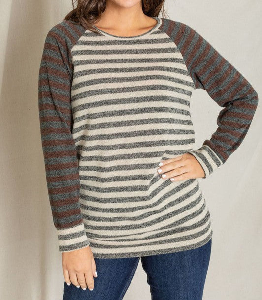 Beautifully Sized Two Tone Terry Stripe Tunic