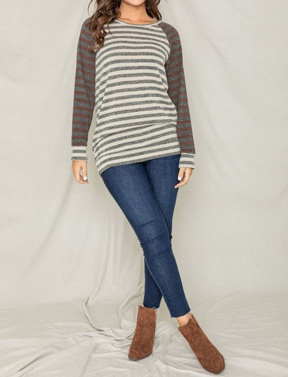 Beautifully Sized Two Tone Terry Stripe Tunic