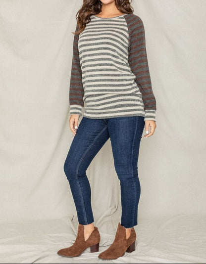 Two Tone Terry Stripe Tunic