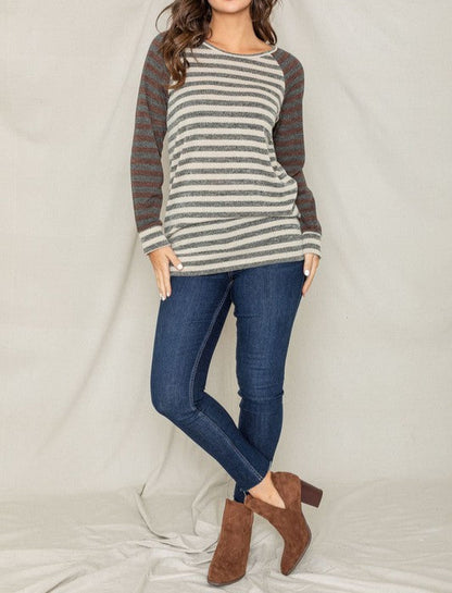 Beautifully Sized Two Tone Terry Stripe Tunic