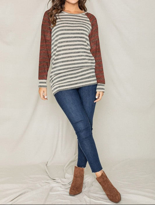 Two Tone Terry Stripe Tunic