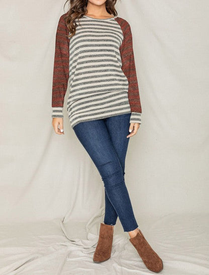 Beautifully Sized Two Tone Terry Stripe Tunic