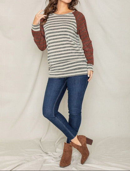 Beautifully Sized Two Tone Terry Stripe Tunic