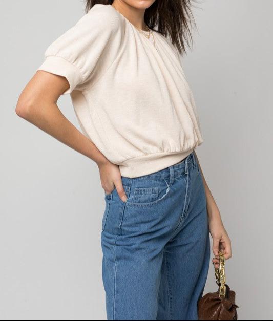 Shirring Neck Rib Top