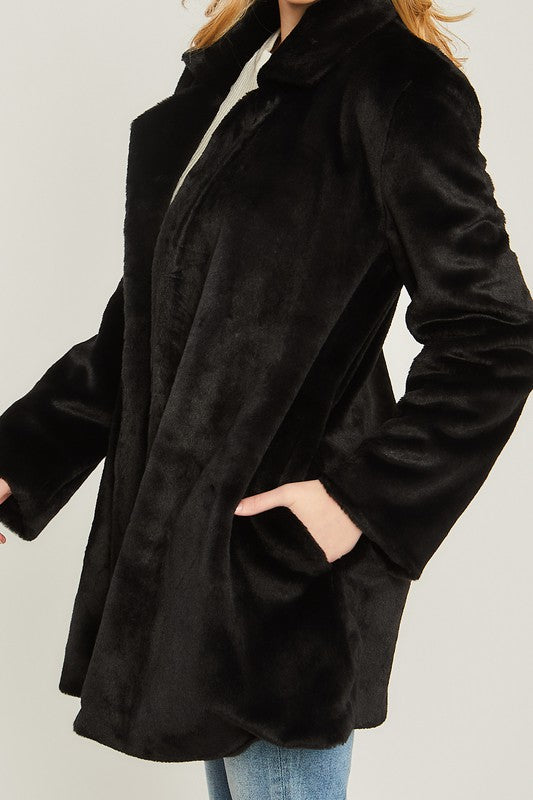 Woven Solid Teddy Collared Coat