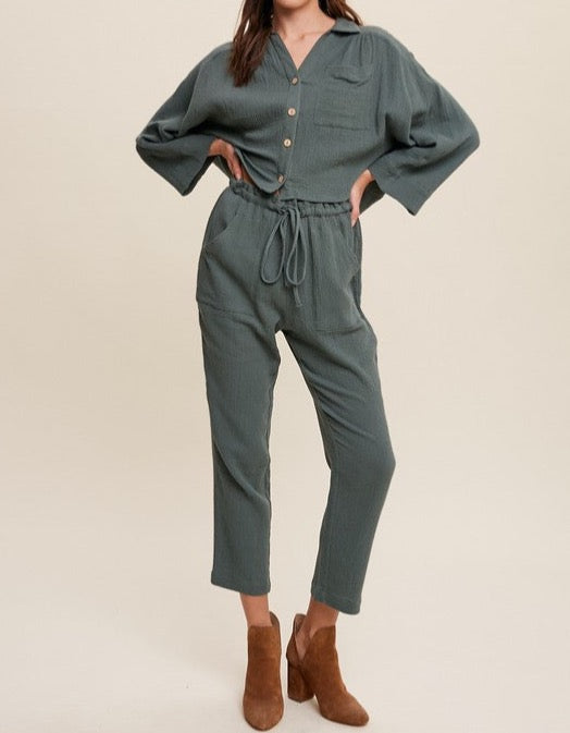 Long Sleeve Button Down and Long Pants Sets