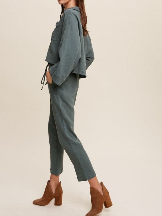 Long Sleeve Button Down and Long Pants Sets