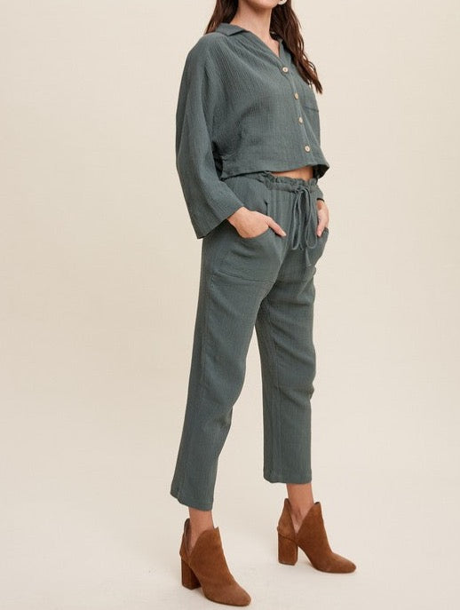 Long Sleeve Button Down and Long Pants Sets