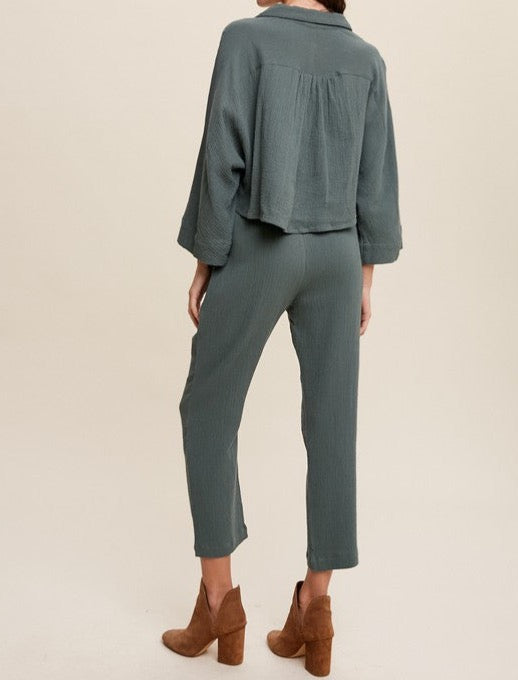 Long Sleeve Button Down and Long Pants Sets