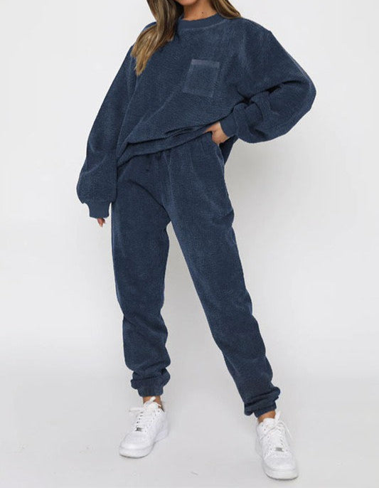 Corduroy Sweatshirt Set - Navy