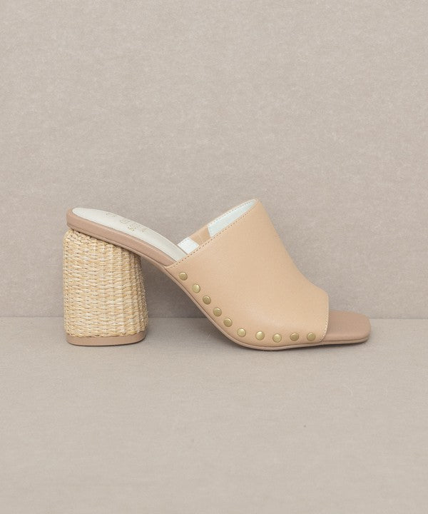 Serena - Studded Raffia Slide Heel