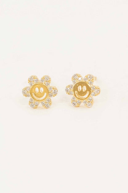 Mini Smiley Flower Stud Earrings