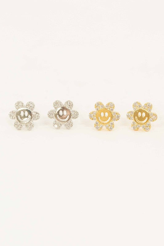 Mini Smiley Flower Stud Earrings