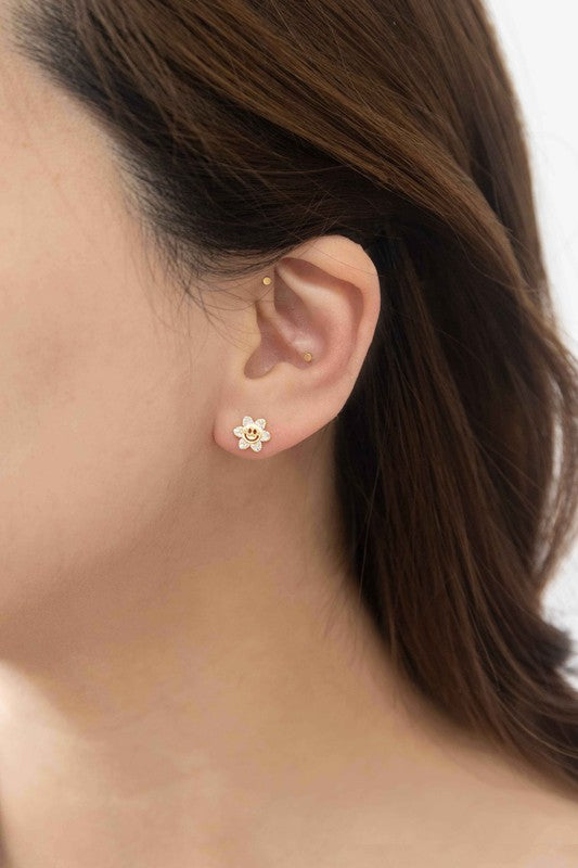 Mini Smiley Flower Stud Earrings