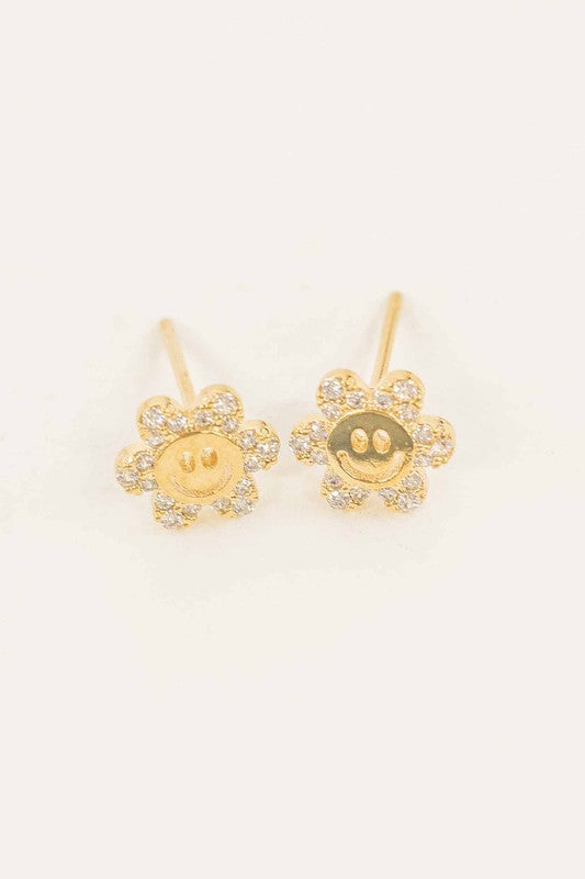 Mini Smiley Flower Stud Earrings