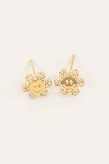 Mini Smiley Flower Stud Earrings