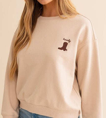 "Howdy" Embroidered Sweatshirt