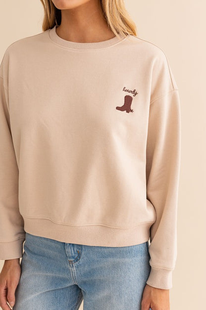 "Howdy" Embroidered Sweatshirt