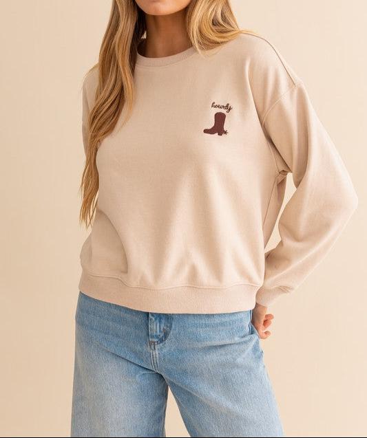 "Howdy" Embroidered Sweatshirt