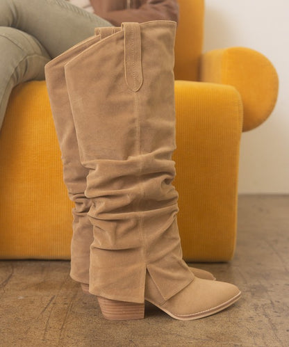 Fold Over Slit Jean Boots