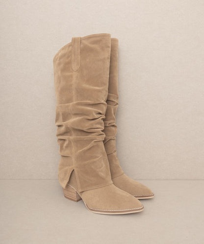 Fold Over Slit Jean Boots