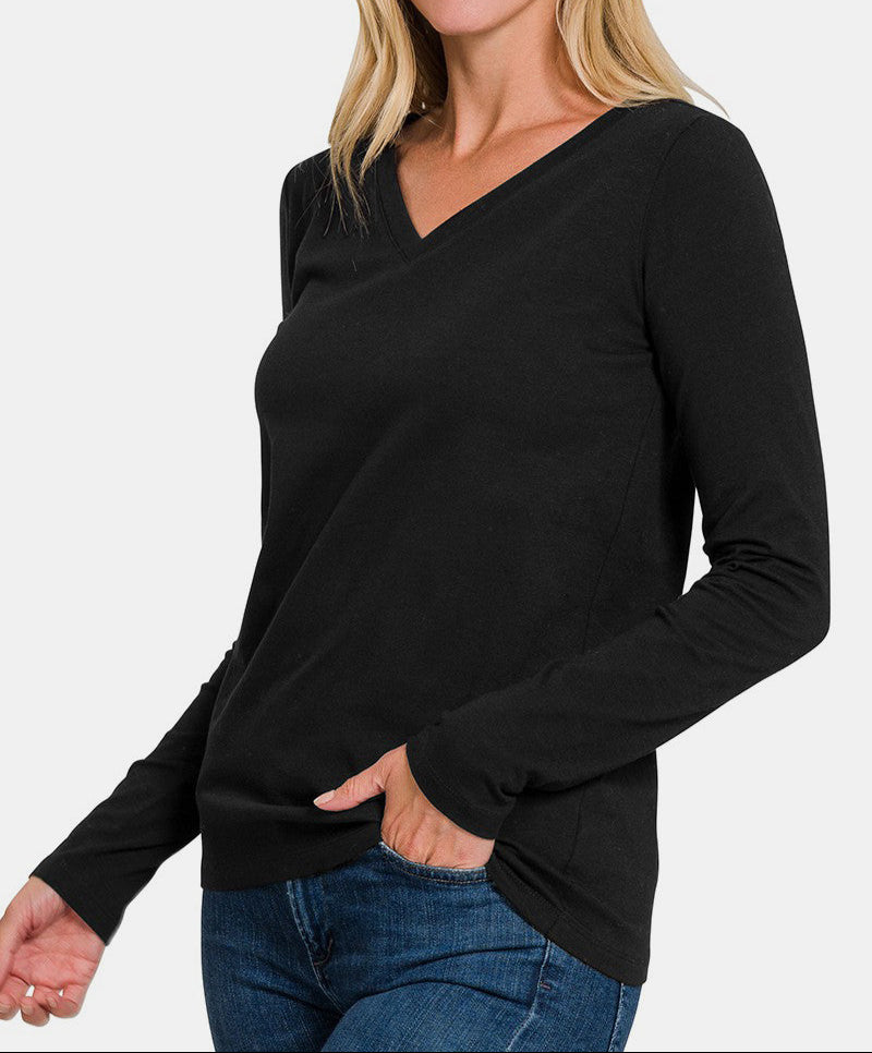 The Basics V-Neck Long Sleeve T-Shirt