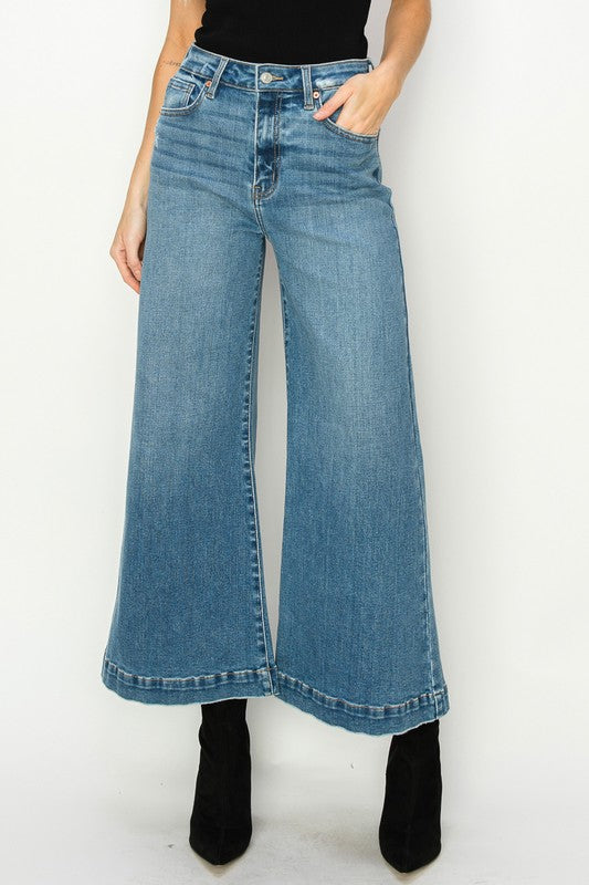 High Rise Crop Palazzo Jeans