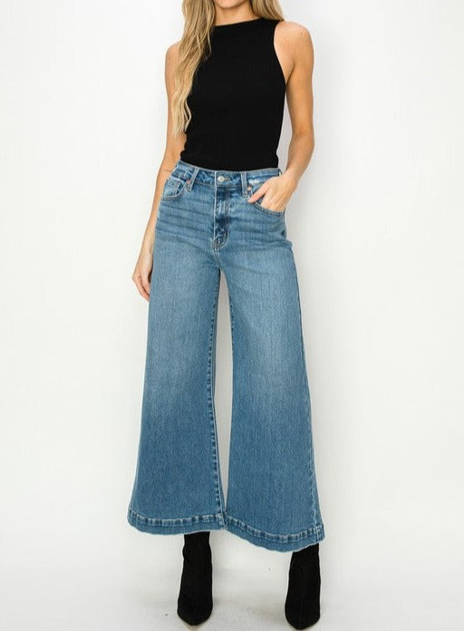 High Rise Crop Palazzo Jeans