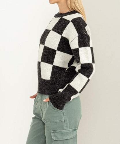 Checkered Long Sleeve Sweater