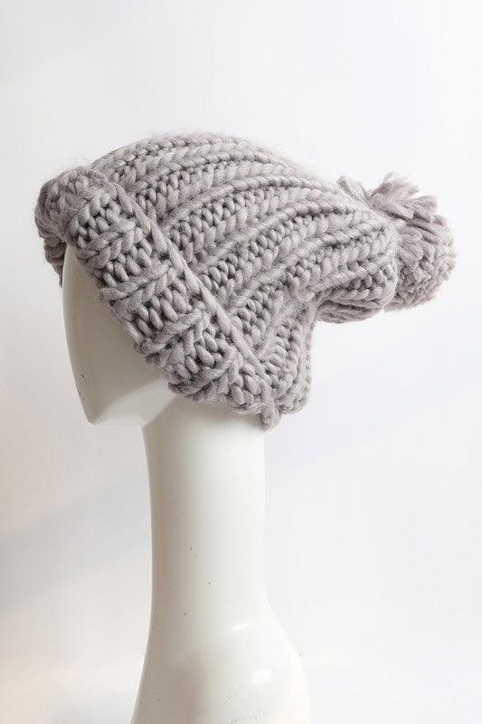 Soft Chunky Cable Knit Beanie - Gray