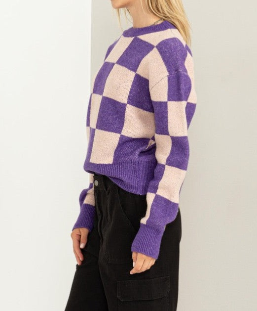 Checkered Long Sleeve Sweater