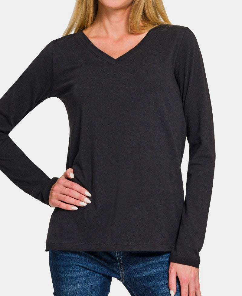 The Basics V-Neck Long Sleeve T-Shirt