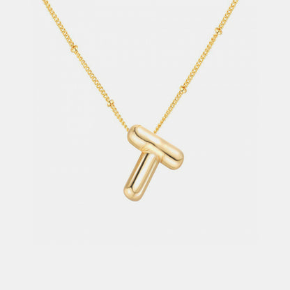 Gold-Plated Bubble Initial Necklace ( T to Z )