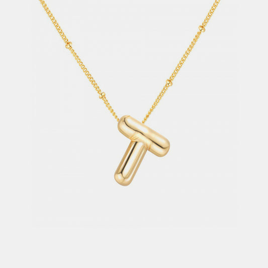 Gold-Plated Bubble Initial Necklace ( T to Z )