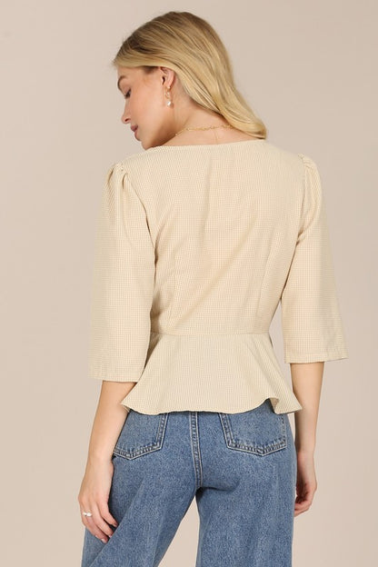 3/4 Sleeve Peplum Blouse