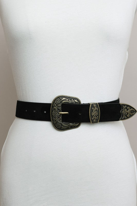 Suede Western Buckle Belt